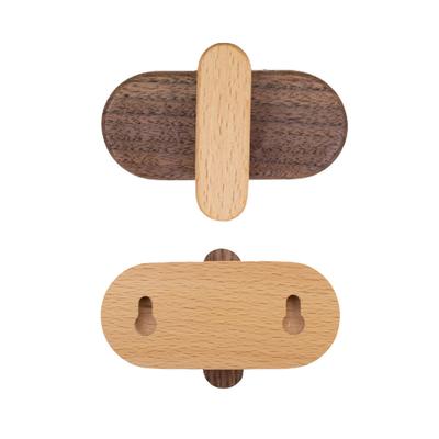 Simple Wooden Hook Wall No Punching, Adhesive Storage Clothes Hook, Beech Wood Door, Clothes Hangers Organization