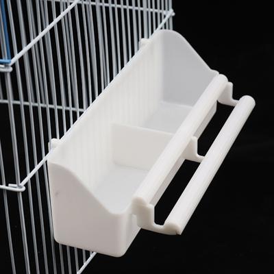 Bird Food Bowl Cups White Birds Feeder Hanging Food Feeder for Parrot Pigeon Bird Cage Extended Food Box Pet Cage Feeding Box