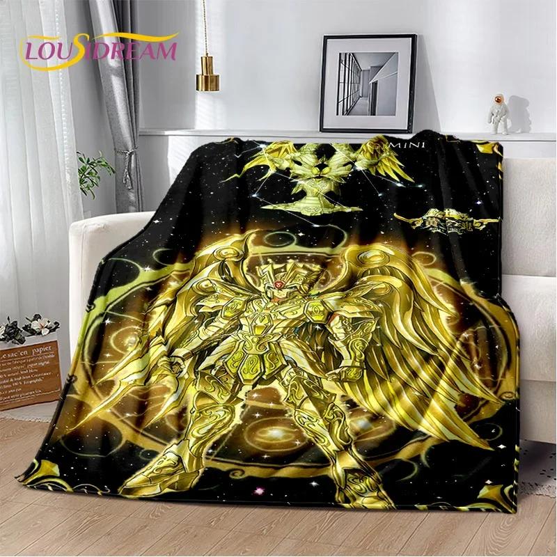 Animacinis Saint Seiya 3D Retro Anime HD Minkšti pledai, Šiltas flanelinis pledas piknikui, lovoms, sofai, namams, miegamajam, dovanos vaikams