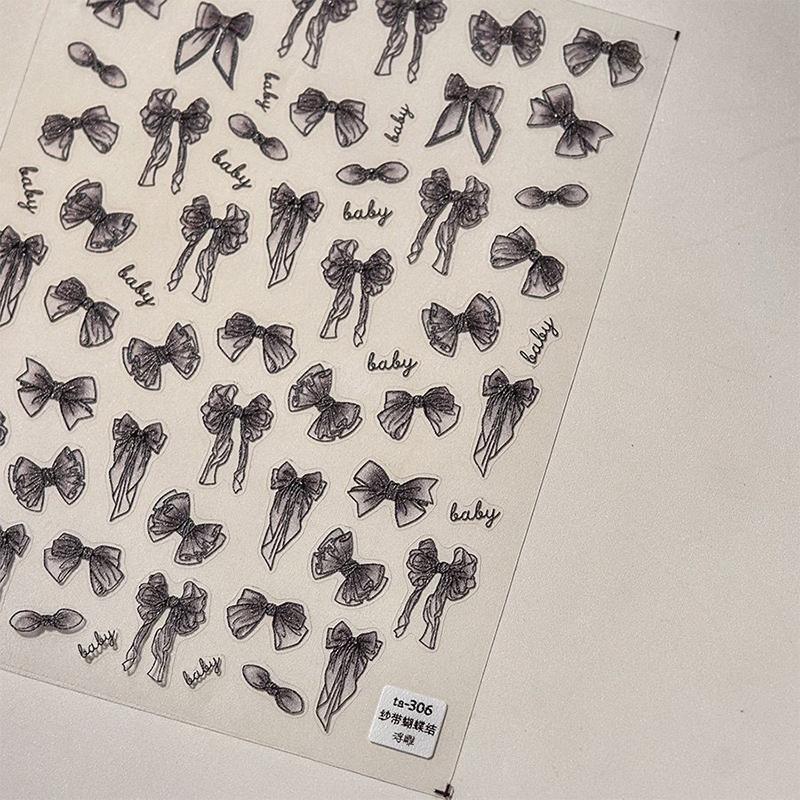 

Наклейки для ногтей в виде бабочки, бант, длинная лента, самоклеящиеся украшения для ногтей, наклейки для маникюра, слайдер-неправильный слайдер as the picture