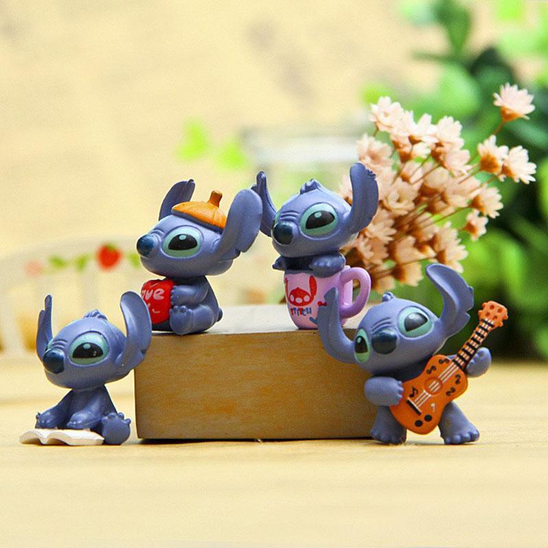 

4pcs Cute Disney Stitch Decoration Stitch Action Figure Micro Landscape Doll Ornament Charm Toys Brinquedos Birthday Party Gift