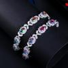 WWJ Rainbow Mystical Cubic Zirconia Leaf Design Tennis Bracelet for Women