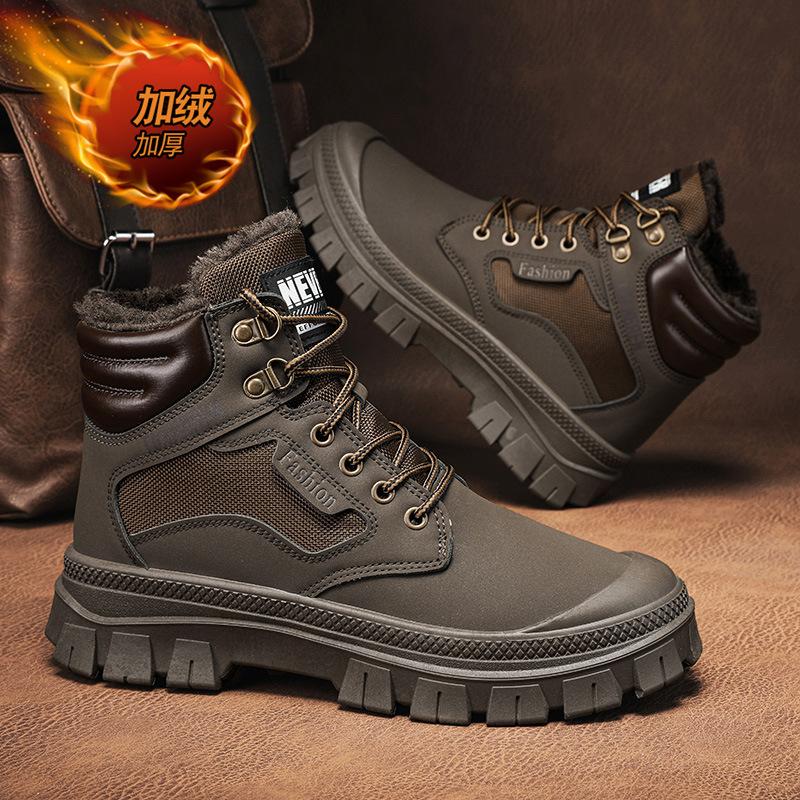 

Men s new Martin boots are cold-proof and warm, piled and thickened outdoor thick-soled British tooling boots. 39