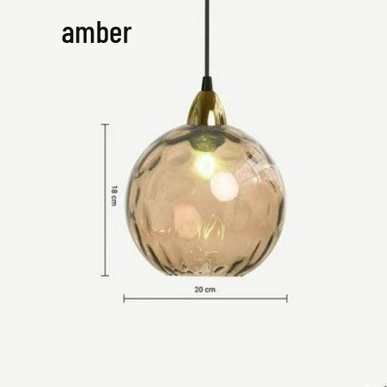 Nordic Minimalist Ripple Glass Pendant Light - Round Ball Design for Bedroom or Restaurant