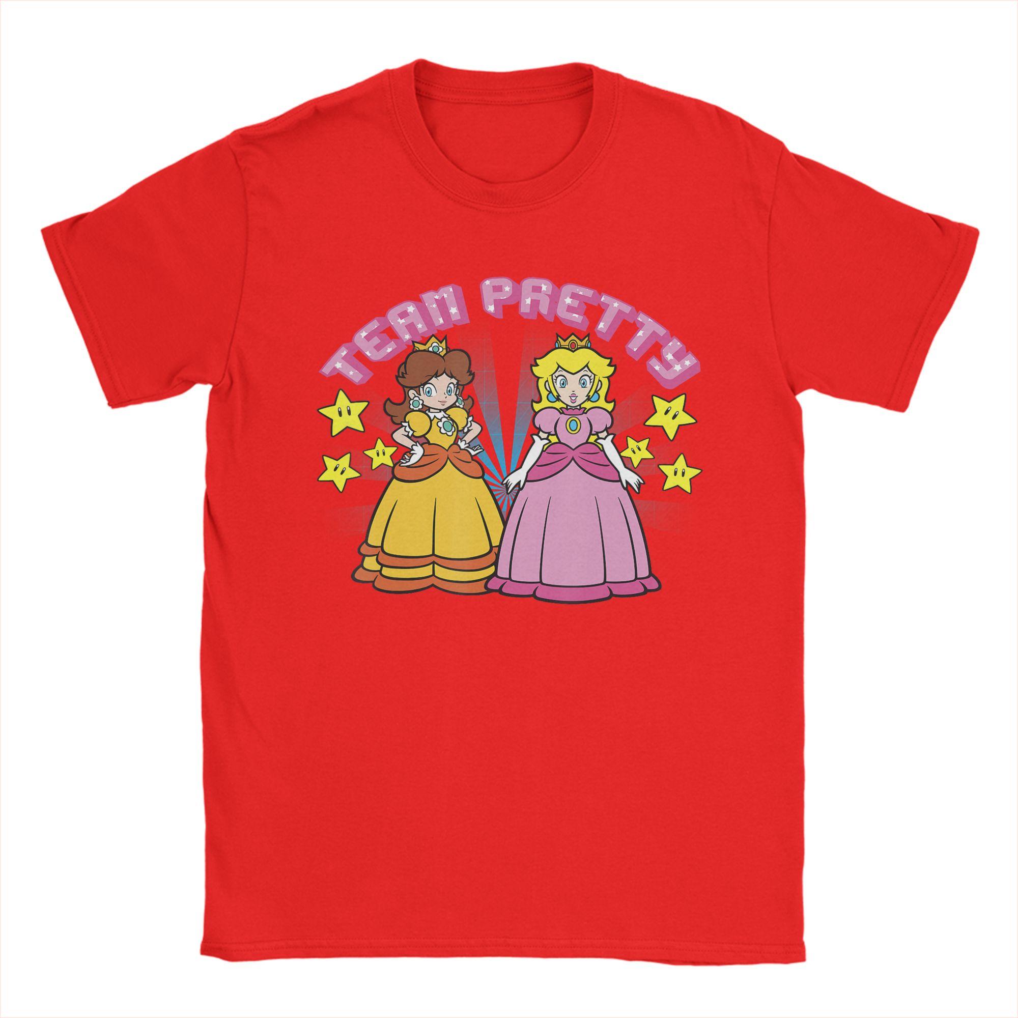 

Super Marios Peach and Daisy Team Pretty T Shirts Unisexs Cotton Funny TShirts O Neck Tees Short Sleeve Clothes Classic S