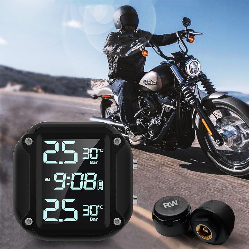 M5 Motorcycle TPMS with Wireless LCD Display and Dual External Sensors High Precision Real Time Tire Pressure Monitoring System