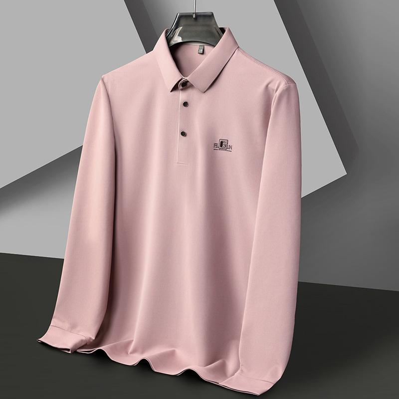 

Весна и осень, новая мужская футболка с длинным рукавом для среднего и молодого возраста, не требующая глажки, с длинным рукавом и защитой от морщин XXXXL