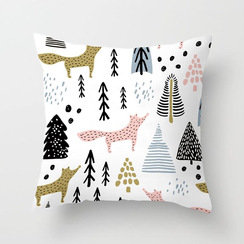 Cartoon Fox Animal Car Pillowcase Polyester Cushion Covers for Living Room Throw Pillow Case 45*45 Sofa Decoration