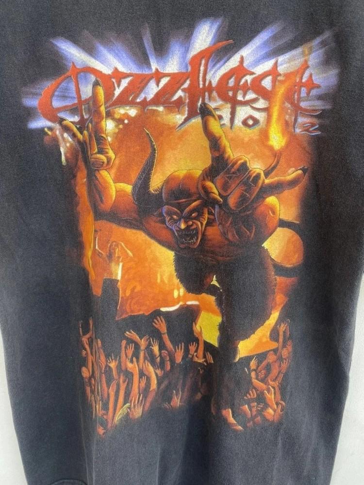 Винтажная черная хлопковая унисекс классическая футболка Ozzfest 2002 года Перепечатка S-5XL Унисекс футболка XXXL