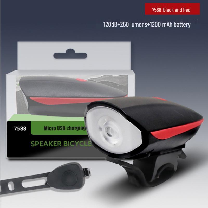 Rechargeable High-Brightness Bicycle Horn and Headlight for Night Riding, Road, and Mountain Bike Cycling