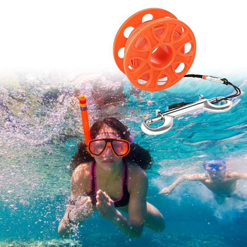 Scubas Diving Spool Finger Reel Plastic Spool Finger Reel with Double Ended Hook Cave Diving Equipment Enduring