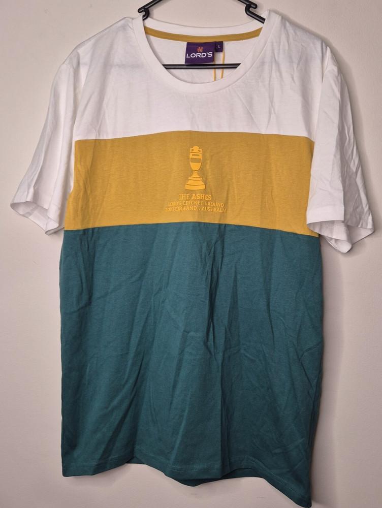 Lord039s Ashes Panel Tee TShirt Australia 2023 Men039s Size Large BNWT Cricket Unisex T-Shirt S