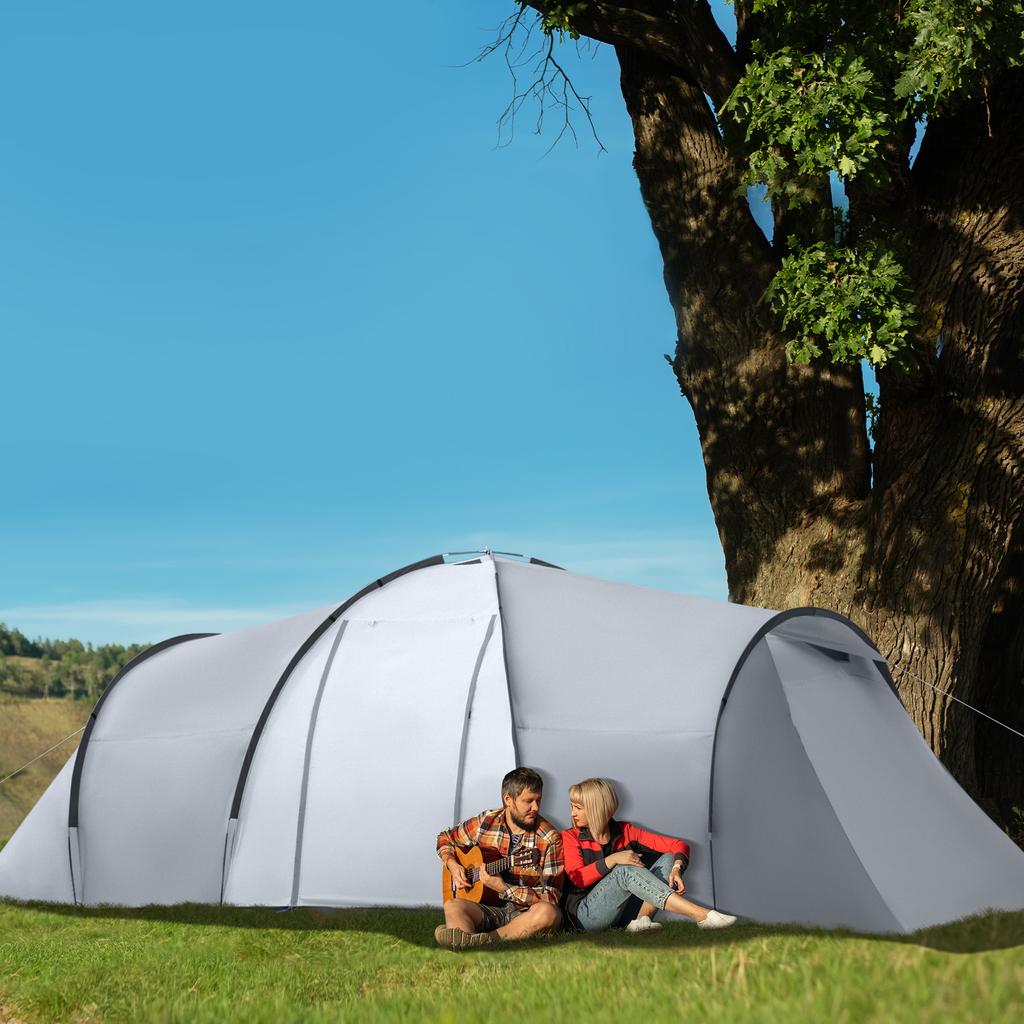 Familien-Campingzelt für 4-6 Personen Kuppel 2 Schlafzimmer 1 Wohnbereich und 1 Vorzelt UV-Schutz Wasserdicht 2000 mm Mehrfarbig