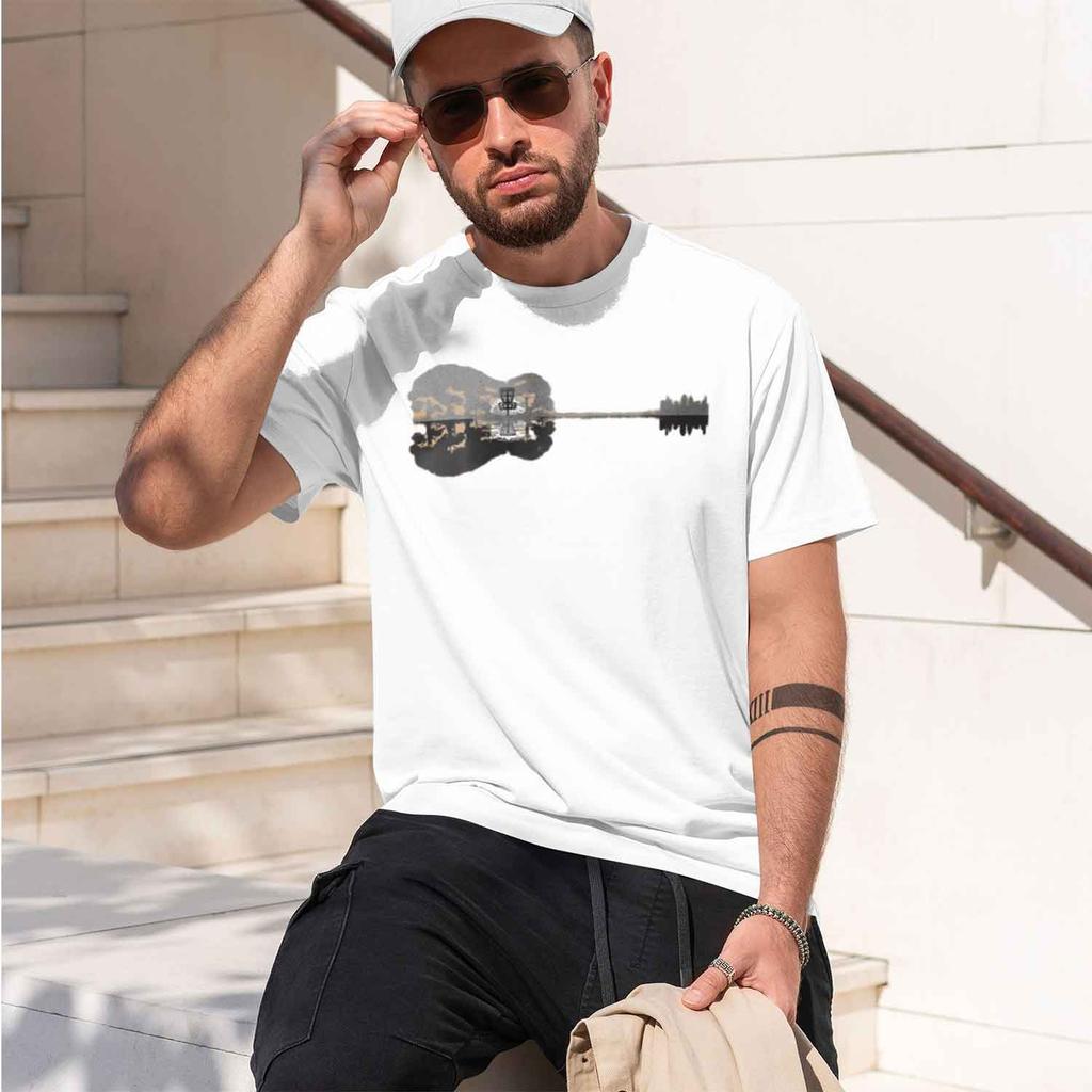 Vintage Guitar Lake Mountain Forest Reflection Silhouette Tee Country Nature Lover Casual Unisex Shirts For Unisex 2026 New Model S