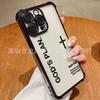Black English Applicable iPhone17 mobile phone case four corners anti-drop airbag 16promax lens film 15 protective case