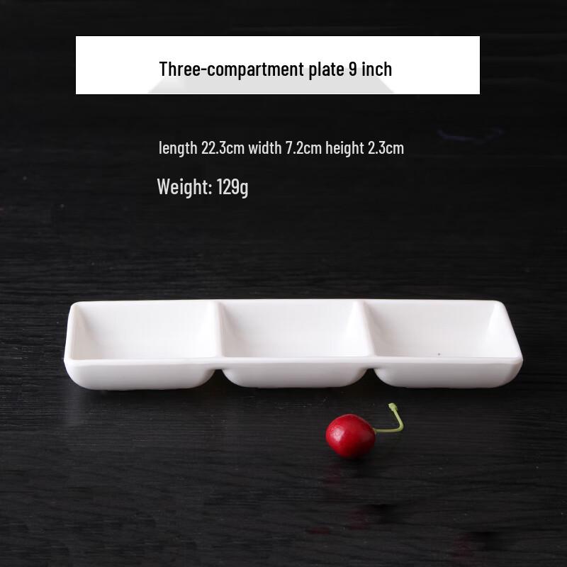 Qianxing A8 White Melamine 3-Section Condiment Dish Set