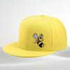 Angry Cartoon Bee Graphic White Snapback Cap Polyester Adjustable Flat Brim Hat Outdoor Streetwear Unisex