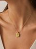 POWELL Sparkling Faceted Gemstone Gold Tone Necklace for Women Cushion Pendant Tarnish Resistant Hypoallergenic Jewelry