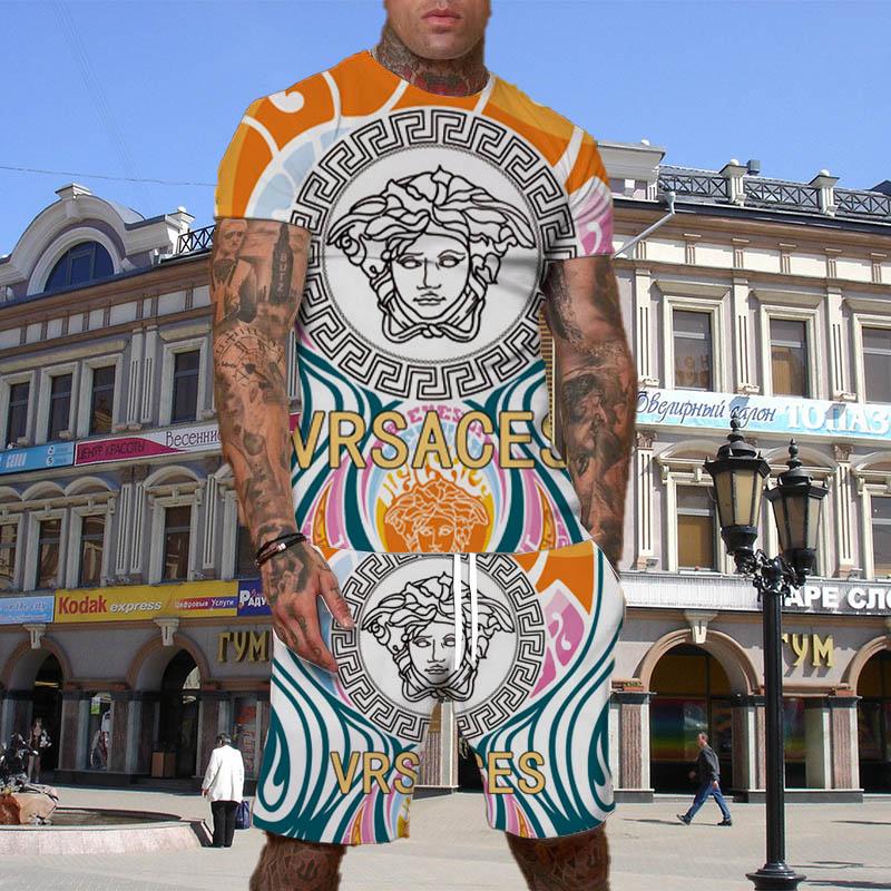 New Trend Brand Summer Men's Fashion Casual Suit 3D Printing Breathable and