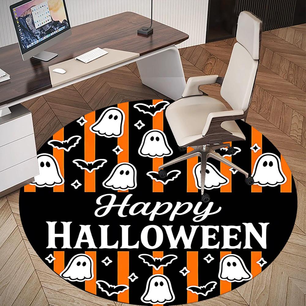 1pc Happy Halloween Round Chair Mat Area Rug - Non-Slip, Floor Mat for Office, Bedroom, Home Decor Christmas Gift-1002352