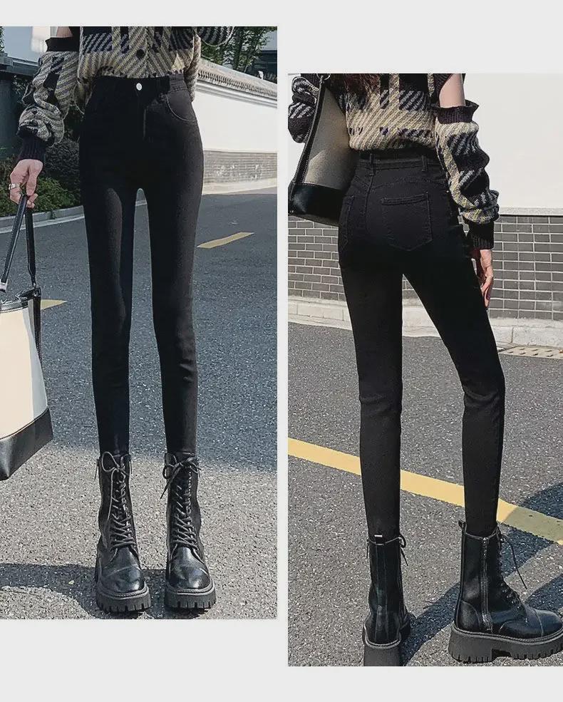 Women's High-Waist Stretch Jeans - Korean Spring Style, Slimming, Versatile, Nine-Point Pencil Fit