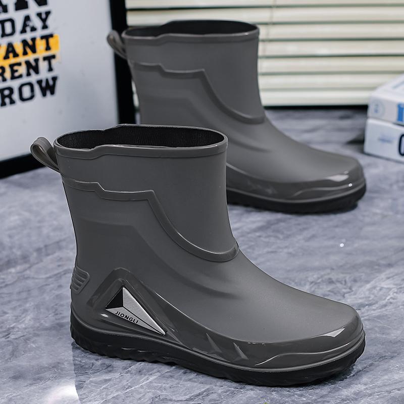 

Waterproof Men s Rain Boots Agricultural Breathable Anti-skid Durable Work Shoes Male Summer Outdoor Fishing Rubber Boots 39 серый