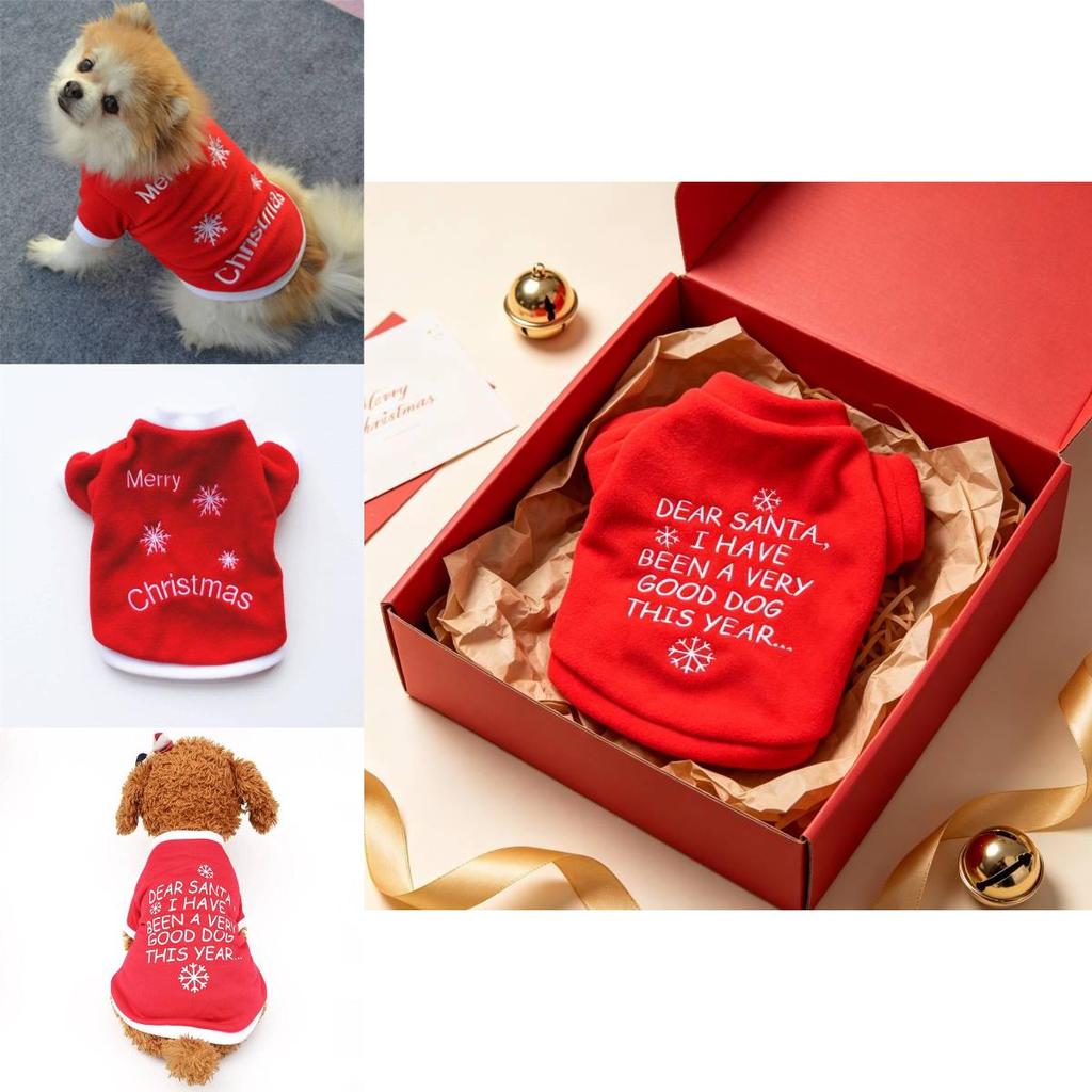 Pet Clothes Christmas Sweater With Plush Fabric For Small Dogs Winter Warmth