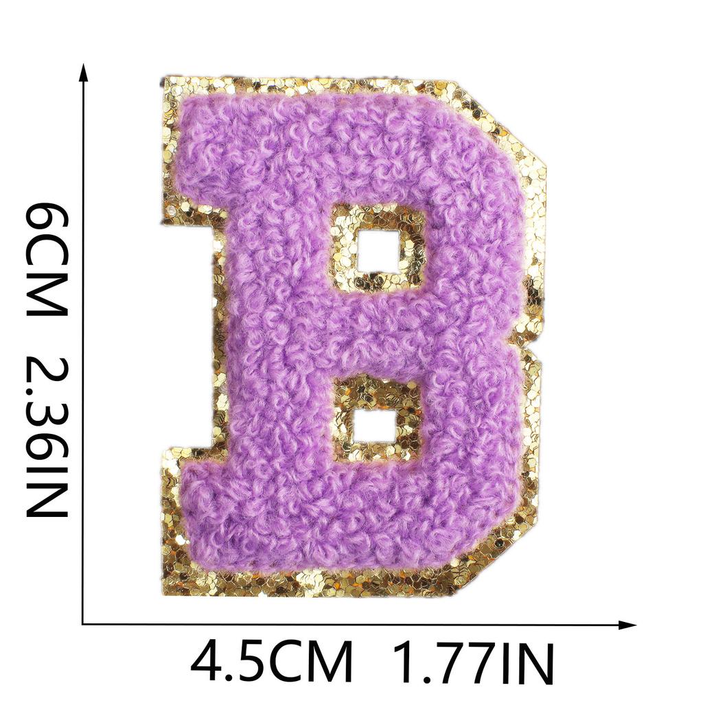 6Cm English Letter Towel Embroidery Patch Sticker Purple Letter Computer Embroidery Label Ironing Embroidery Chapter