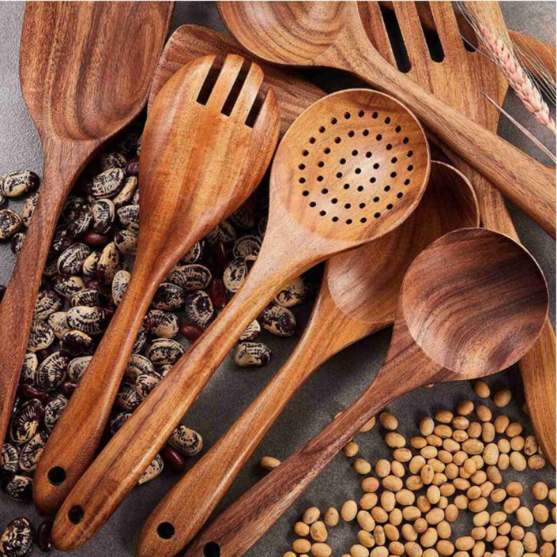 Acacia Wood Kitchen Utensil Set Handles For Home Cooking And Gift