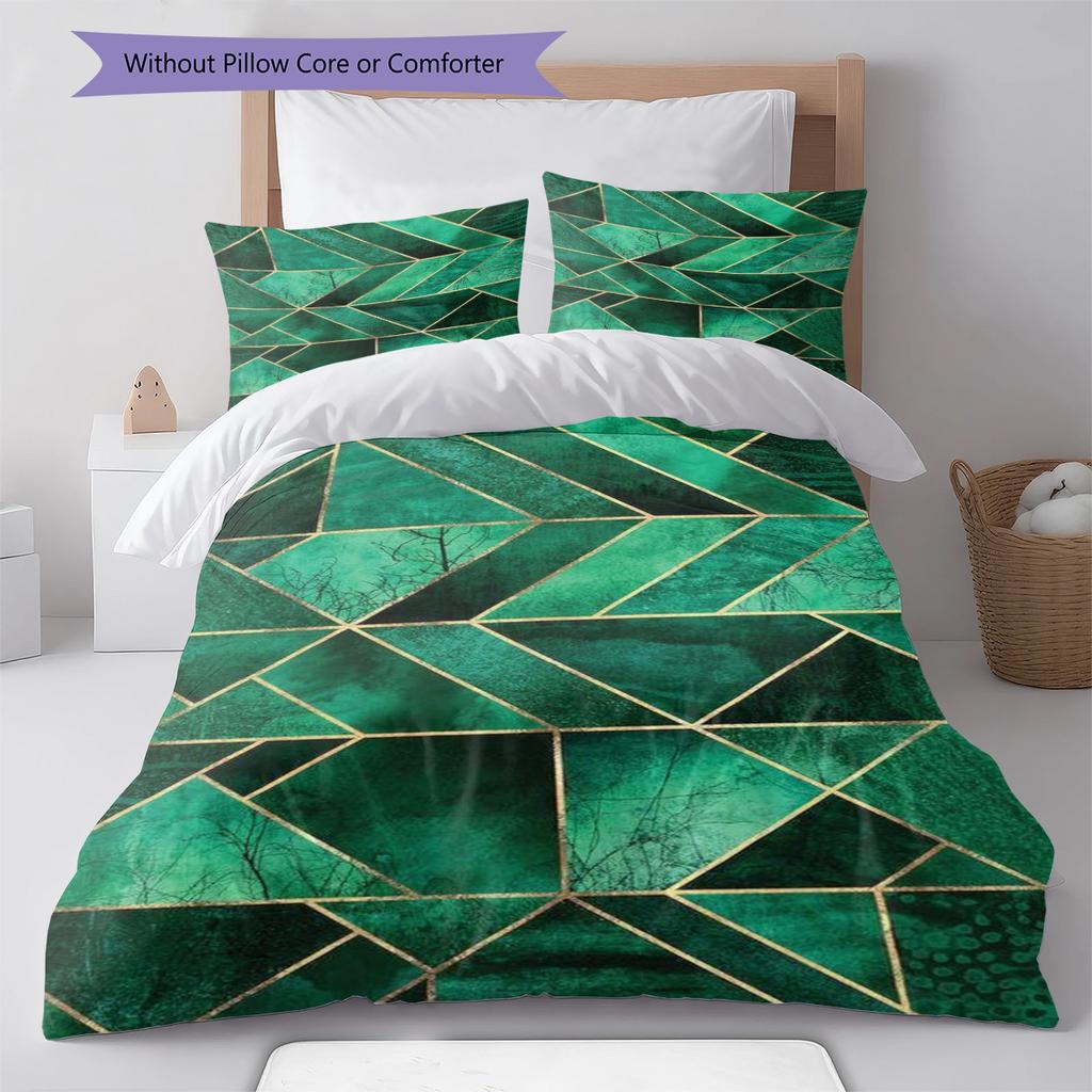 Abstract Geometric Pattern Bedding Quilt Set Quilt Cover Pillowcase Home Decoration Birthday Gift (1 * duvet cover + 2 * pillowcase, without core)