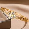 Stainless Steel Heart Shaped Four Leaf Clover Bracelet Women Gold Plated Lightweight Luxury Style Jewelry