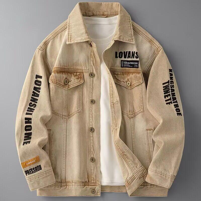 Men's Trendy Embroidered Denim Jacket - Casual Spring/Autumn Fashion Workwear