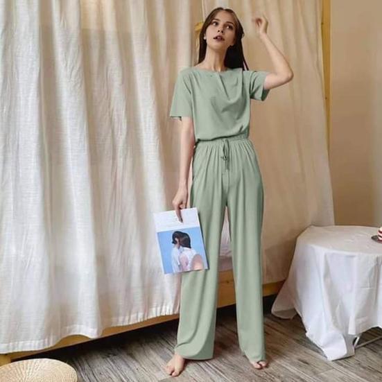 3 Teile/satz Frauen Sommer Pyjamas Set O Hals Kurzarm T-shirt Elastische Taille Shorts Breite Bein Falten Hosen Dame Loungewear Nachtwäsche Set Homewear Top