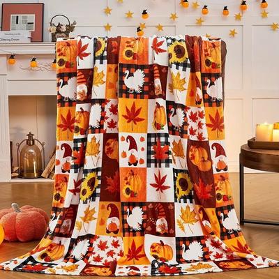 Flannel Blanket Pumpkin Sunflower Pattern Print Blanket Nap Blanket Travel Decoration