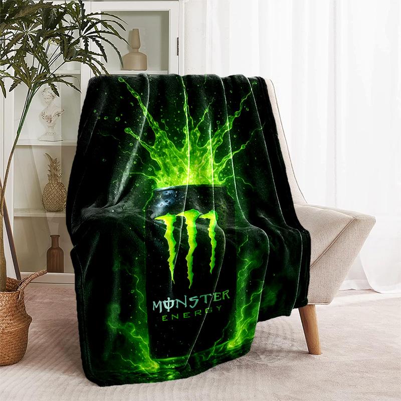 1pc Blanket - Monster Energy LOGO Print Design, Lightweight Blanket for Sofa, Bed- Soft &Warm, Gift for All Seasons