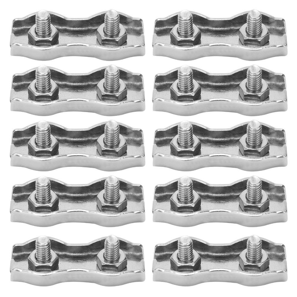 10pcs 304 Stainless Steel Steel Wire Rope Clip Double Grips Double Bolt Wire Clamp Electric Fences