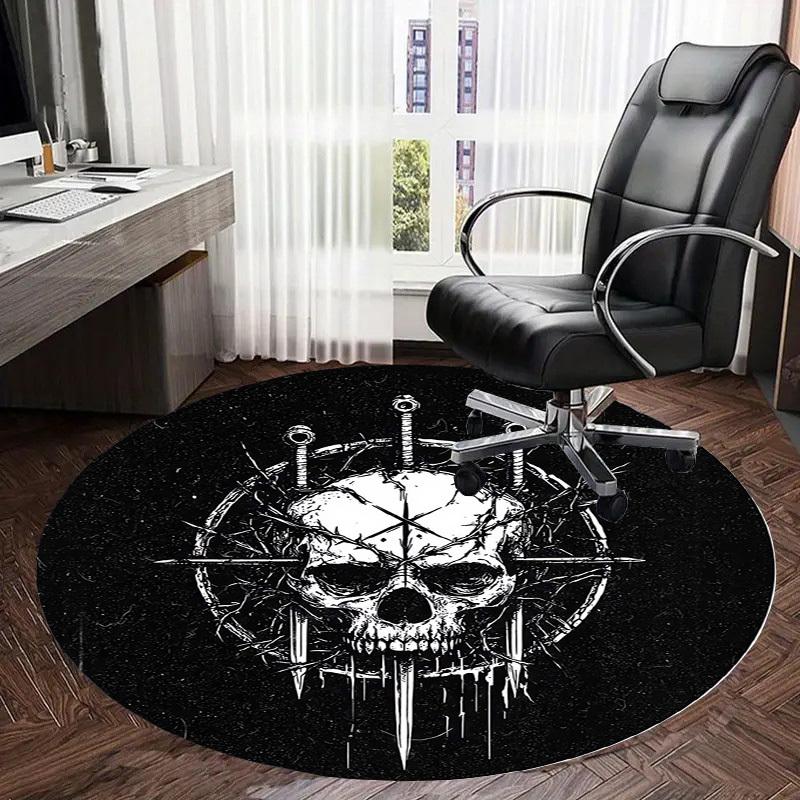 1pc Office Carpet Chair Mats Skull with Crown of Thorns Perfect for Decorating Office Chairs, Living Rooms, Or Bedrooms.YDT188