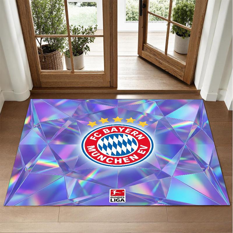 Bayern Munich Design Crystal Velvet Rug Soft Decorative Mat for Bedroom Entrance