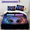 3pcs Custom Name "Neon Headphones Cityscape" Bedding Set Printed Bedding Set Duvet Cover Closure Includes 1 Duvet Cover & 2 Pillowcases Bedroom Decor