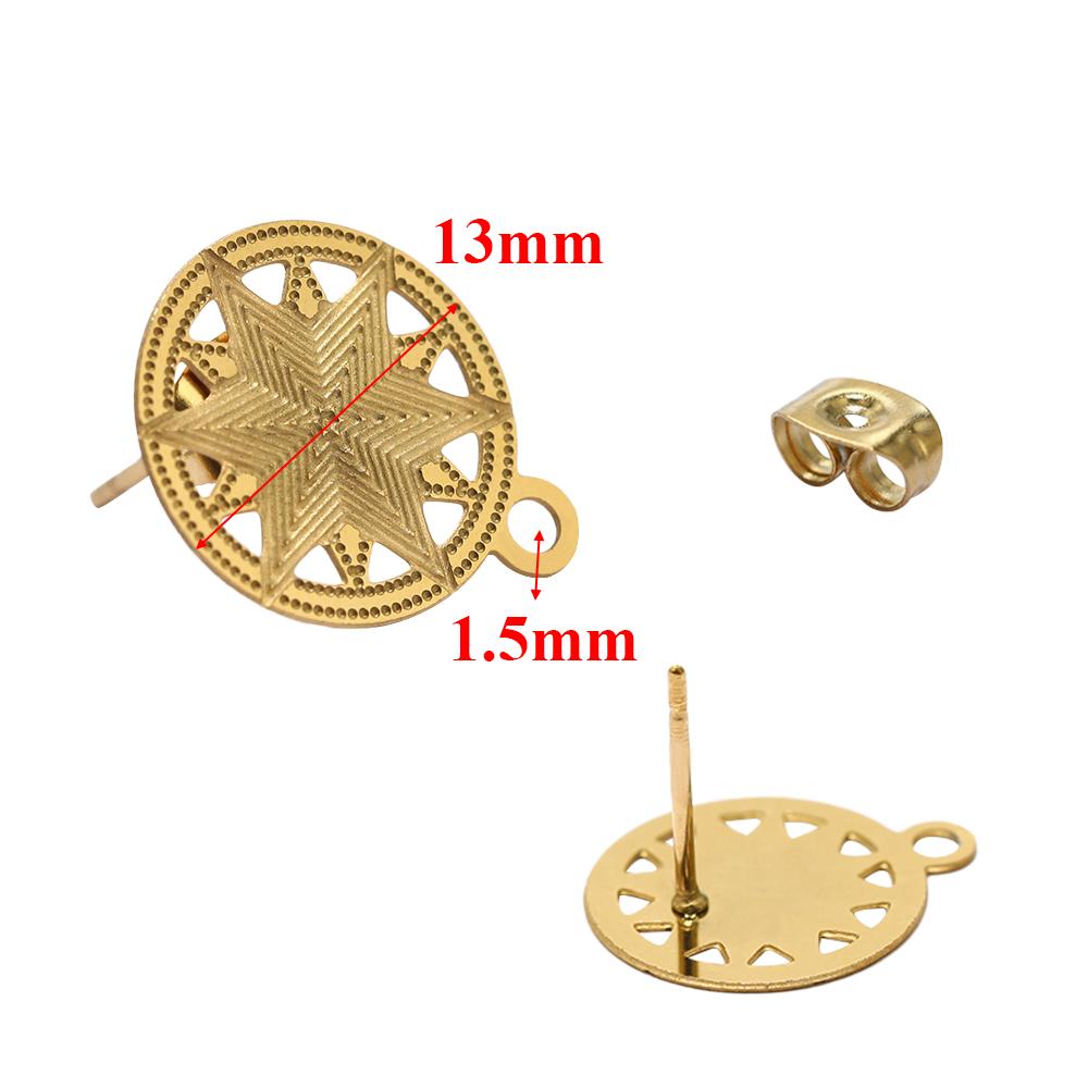 10pcs 304 Stainless Steel Hollow Flower Studs for DIY Drop Earrings Post Findings Jewelry Making Dangle Charms Connectors