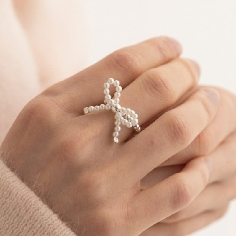 

BEFORE MOONRISE [Silver 925] Ribbon Pearl Ring SR213 Pearl & Silver