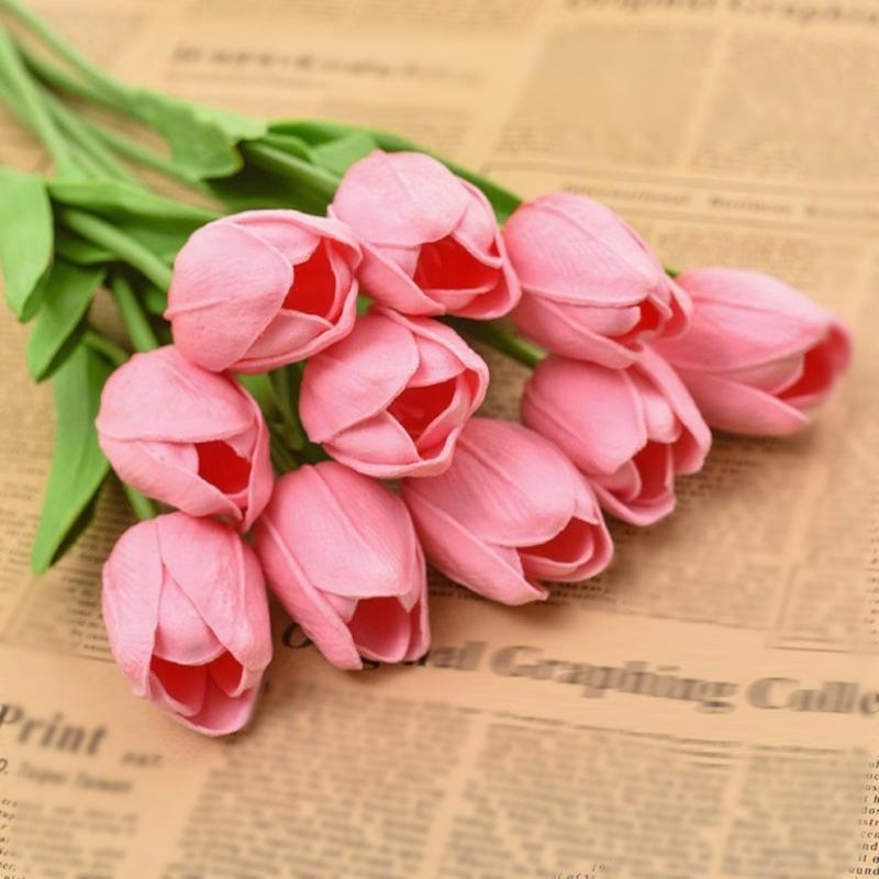 Artificial Flowers Tulip Bouquet Fake Flowers Wedding Garden Decoration Outdoor Home Garden Bouquet Vase Decor Plants