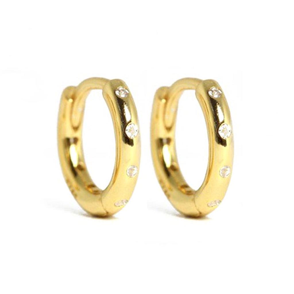 New Fashion 925 Sterling Silver Simple Zircon Round Multiple Size Gold Plated Hoop Earrings for Women Fine Jewelry