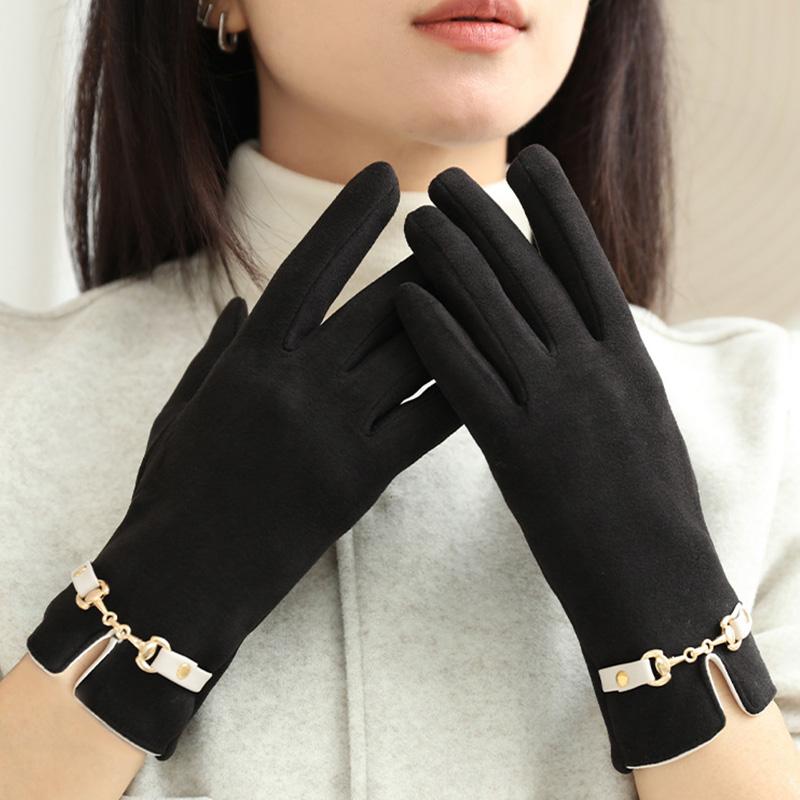 Touchscreen Anti Freezing Anti Cold Warm and Windproof Cute Korean Version Student Cycling Outdoor Women Velvet Gloves