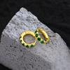 French Light Luxury Green Diamond-Encrusted Gold-Plated Earrings Women'S Minimalist High-End Sense Personality Temperament Versatile Earrings Earrings