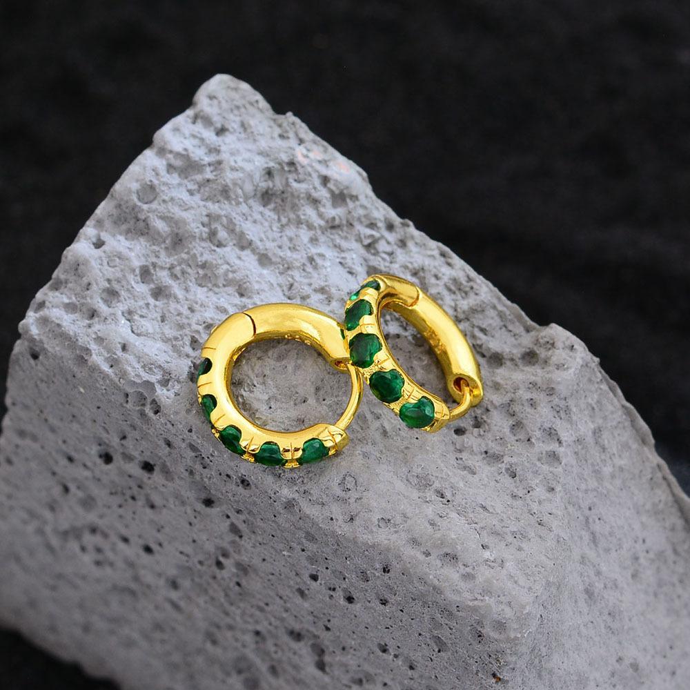 Французские Серьги с Зелеными Бриллиантами Позолоченные Женские Минималистичные Высококачественные Персональные Серьги с Характером Универсальные Серьги Серьги