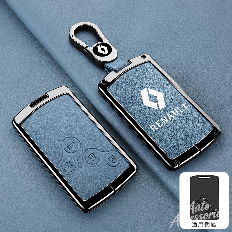 Metal Car Key Case For Renault Megane III Grand Scenic III Laguna III Koleos Fluence Clio Kangoo Latitude Leather Protect Shell Z666