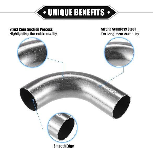 Bend Elbow Pipe Tube, 1.25" OD 4" 3.15" Leg 90 Degree DIY Exhaust Pipe Intercooler Air Intake Tube Universal for Car Truck Automotive Durable 304