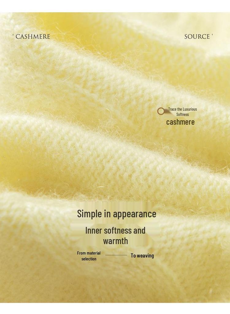 Lekasha Women's Cashmere Cable Knit Base Layer - Autumn/Winter, Seven-Gauge, Lace-Up, Loose Fit, Thick Round Neck.