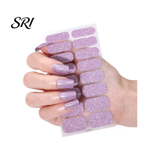 DIY Nail Strip Glitter Polish Strips with File Easy Apply Remove Self Adhesive Women Stickers Full Sticker Home Manicure Art Decoration Wrap Decals